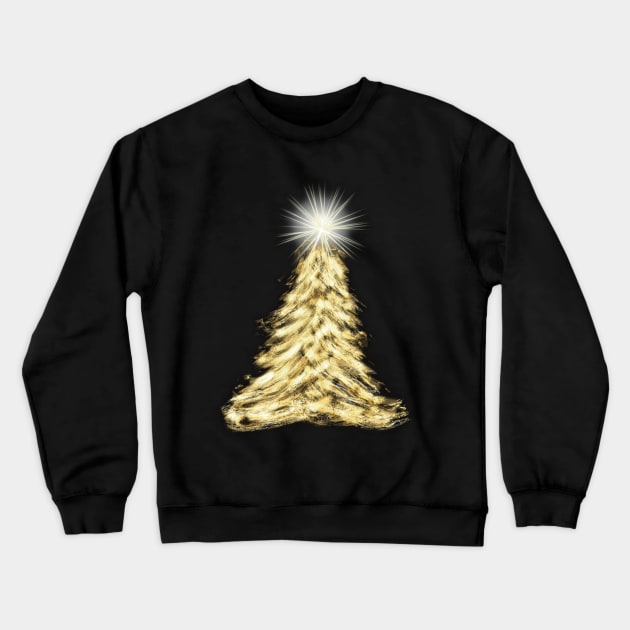 Gold ChristmasTree Crewneck Sweatshirt by designs-by-ann